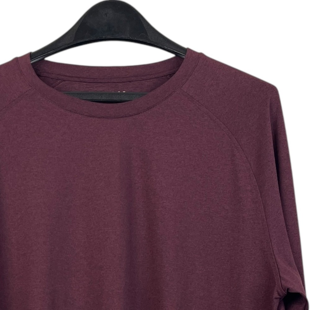 01.ALGO‎ Mens LT TALL Performance Long Sleeve Shirt Maroon Heather Gym Training